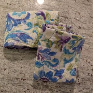 100% Cotton VUE by Ellery Pillow Shams Bright Floral Quilted Purple & Blue